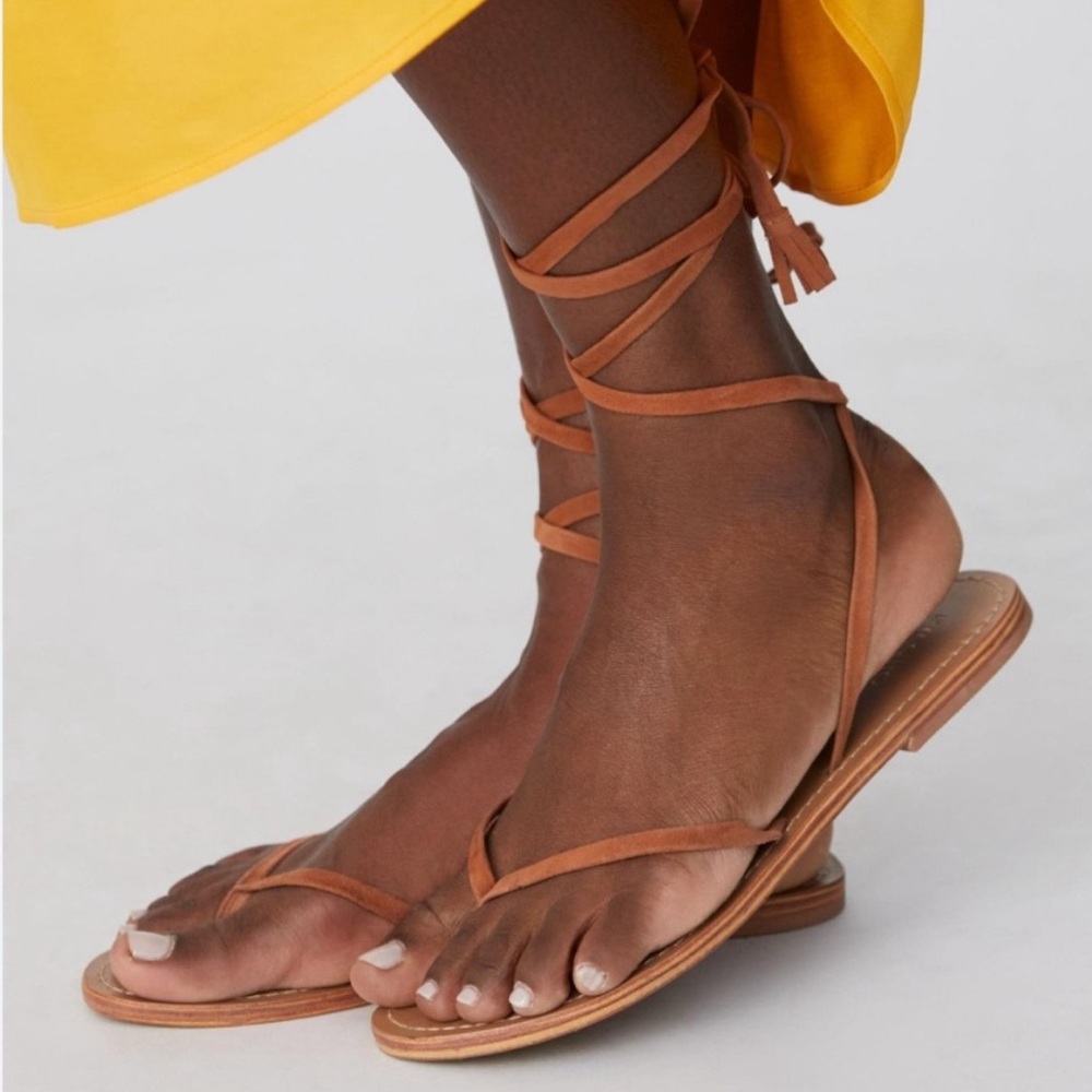 Anthropologie Tan Lace-Up Sandals
